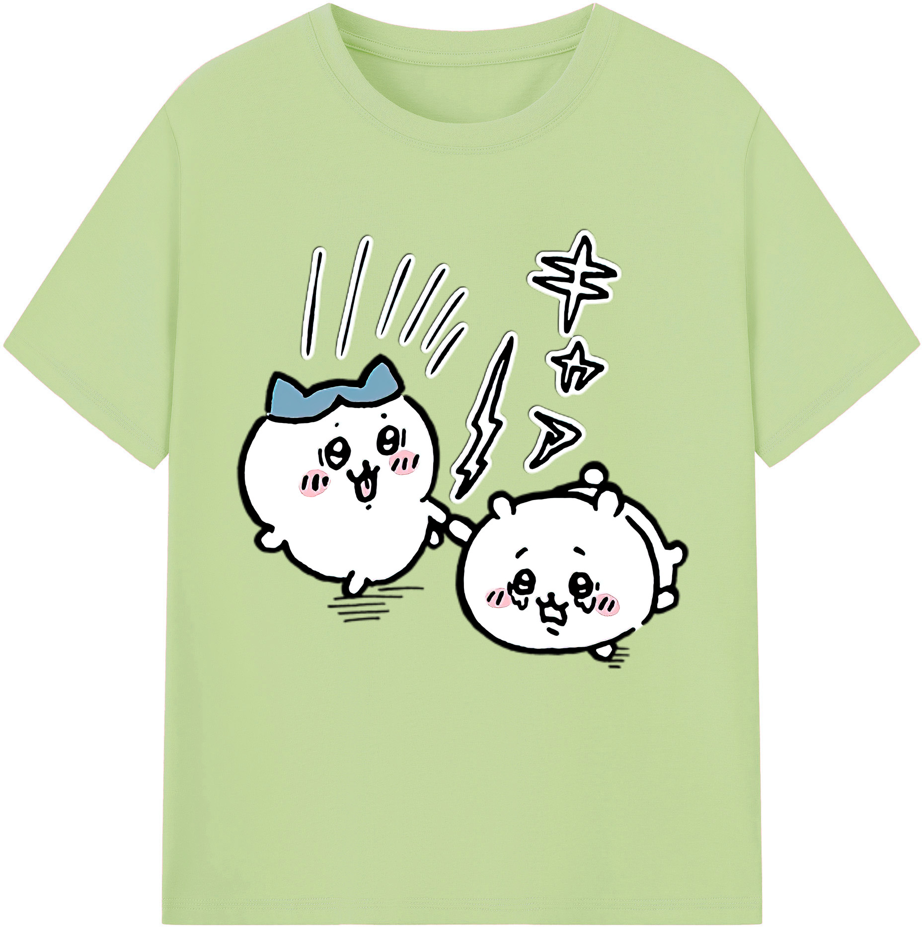 （画像用） ちいかわ ハチワレ Chii-kawa hachiware 綿100％半袖Tシャツ（フロントプリント）